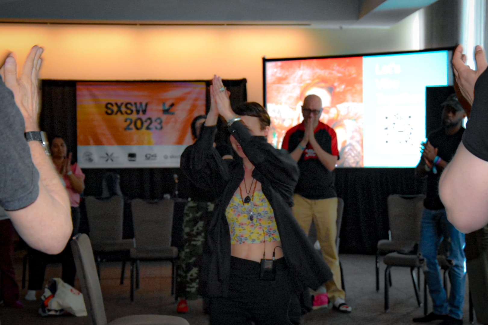 Nicola leading a Free Your Spine session at SXSW